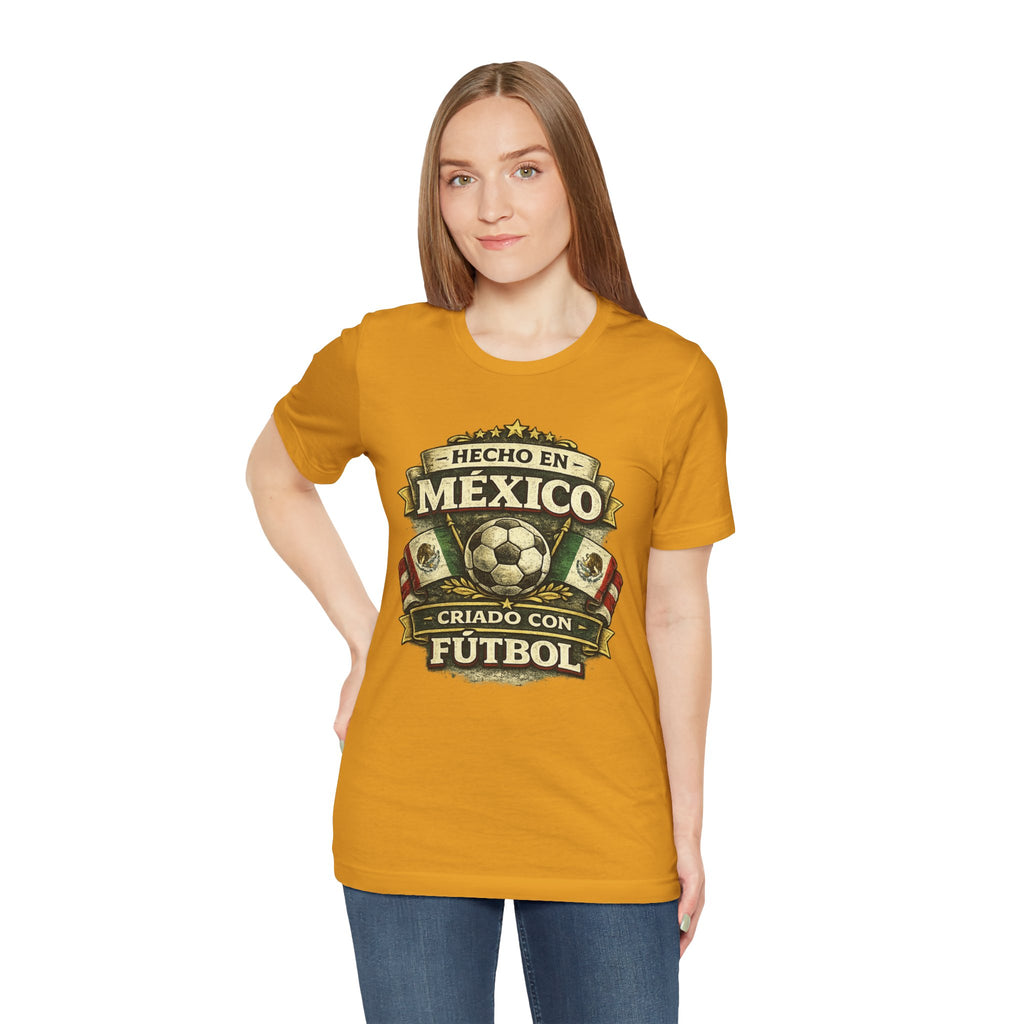 Mexico Soccer T‑Shirt — "Hecho en México, Criado con Fútbol" Vintage Football Tee