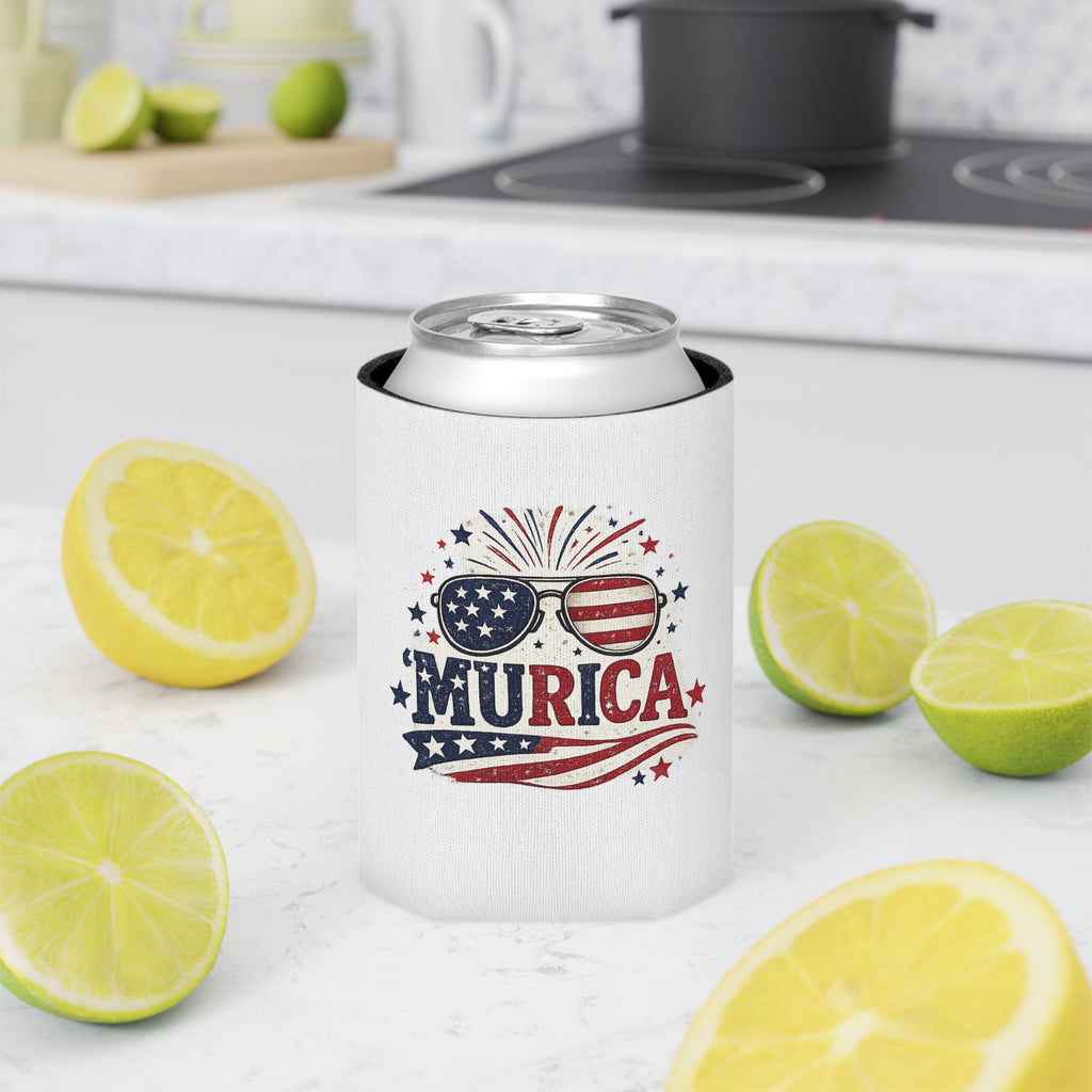 Can Cooler - ‘Murica American Flag Sunglasses Patriotic 4th of July Koozie