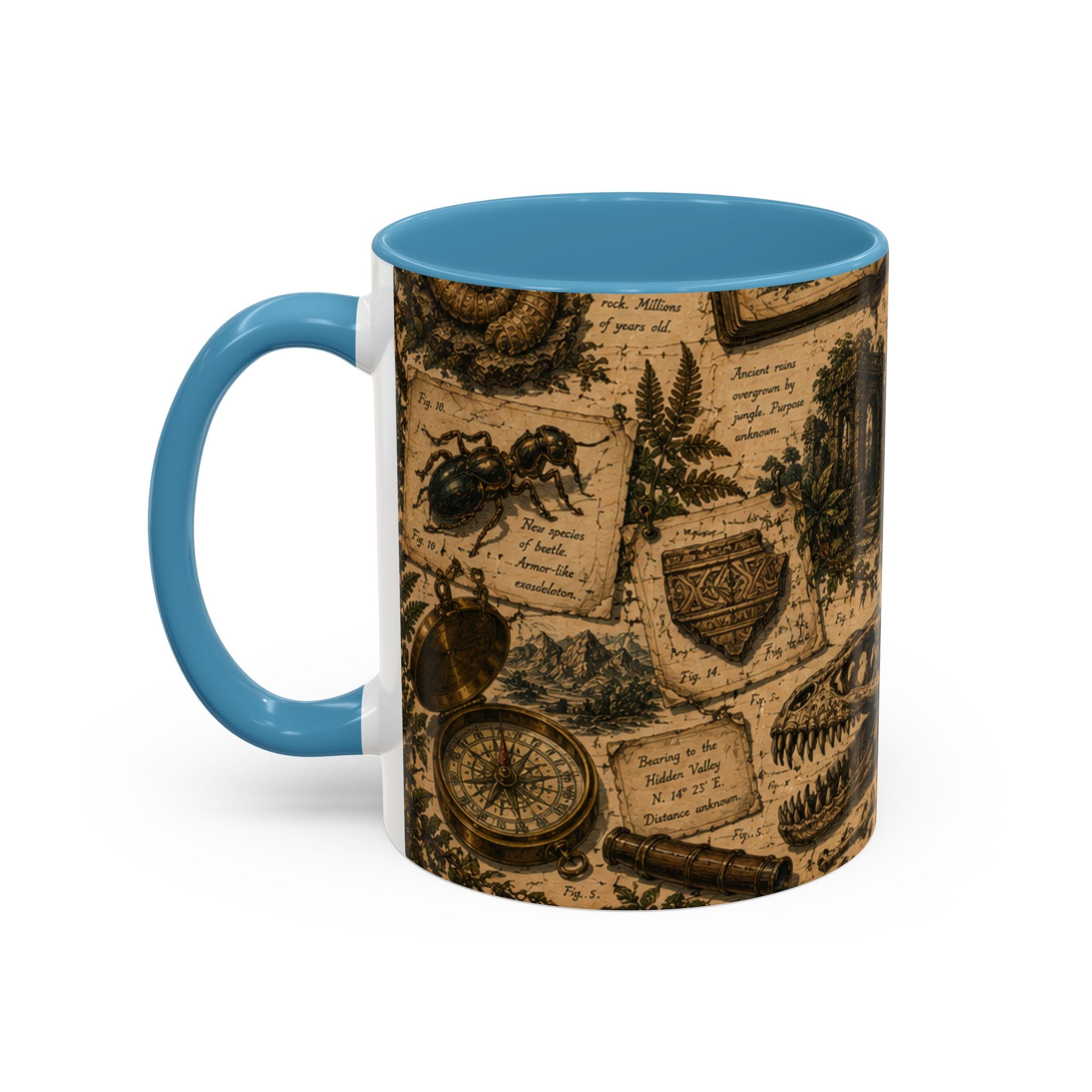 Vintage Natural History Coffee Mug — Botanical & Fossil Illustration Accent Mug