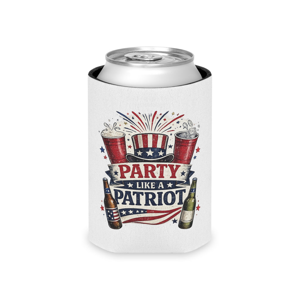 Party Like a Patriot Can Cooler — 4th of July Patriotic Beer Koozie
