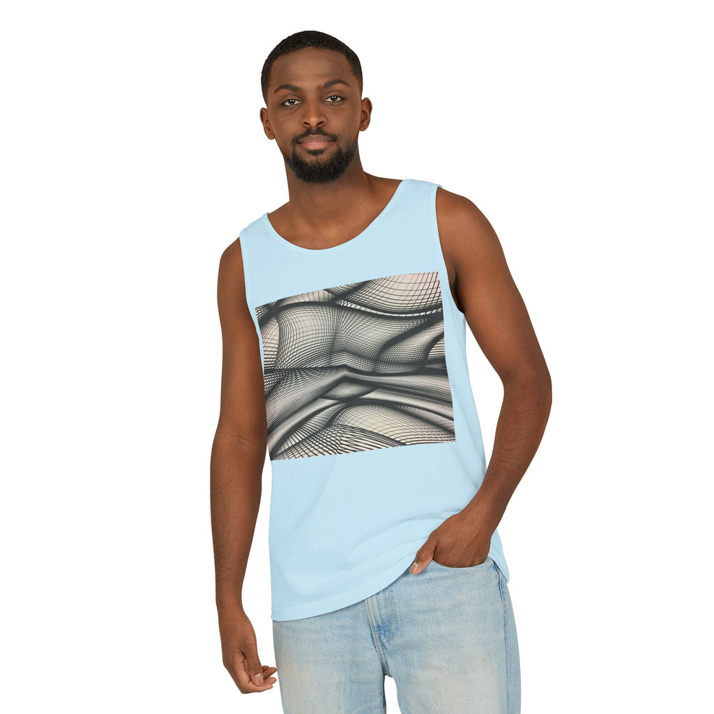 Abstract Wave Mesh Tank Top — Geometric Optical Illusion Graphic Tank