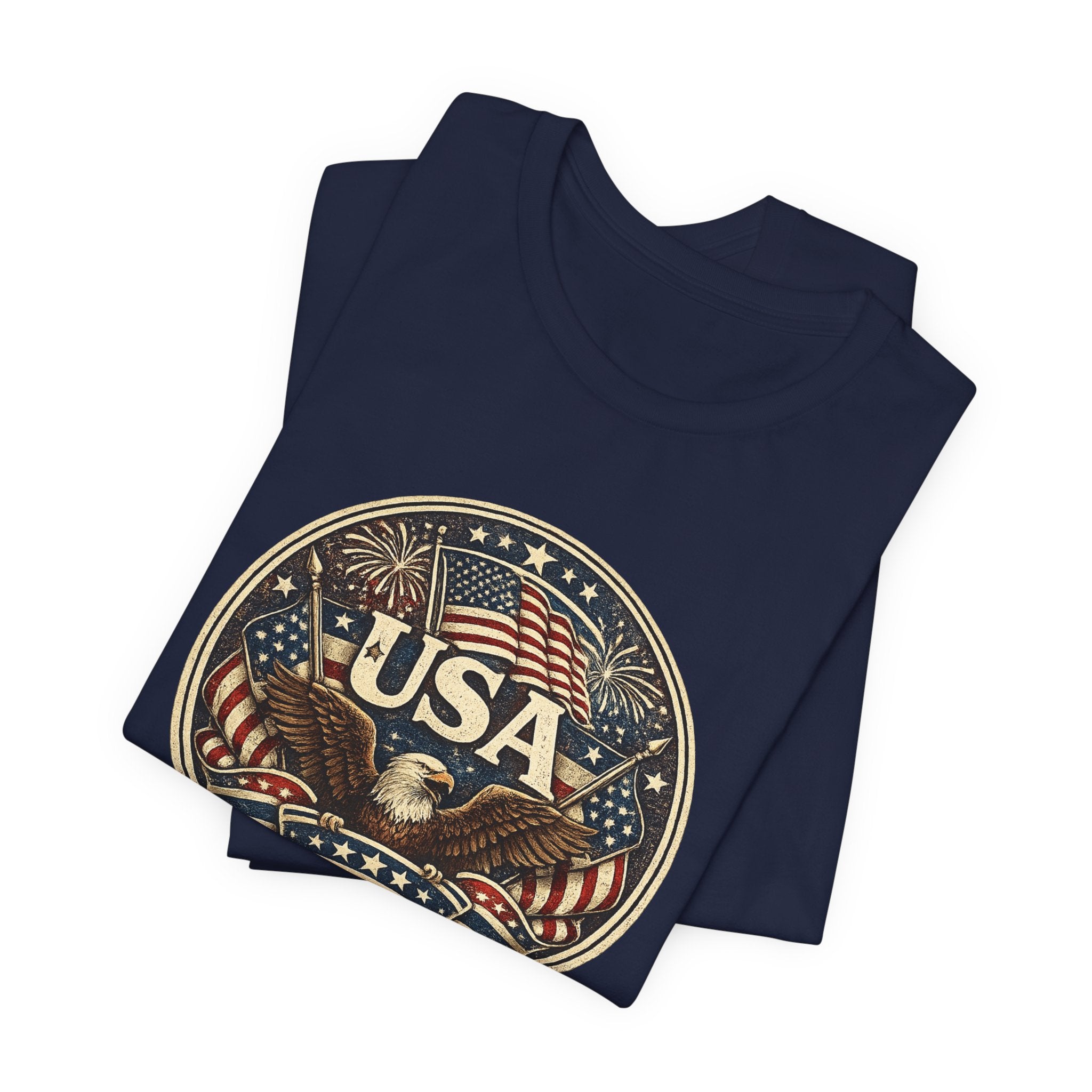 USA Eagle Vintage Patriotic T-Shirt — American Flag Graphic Tee