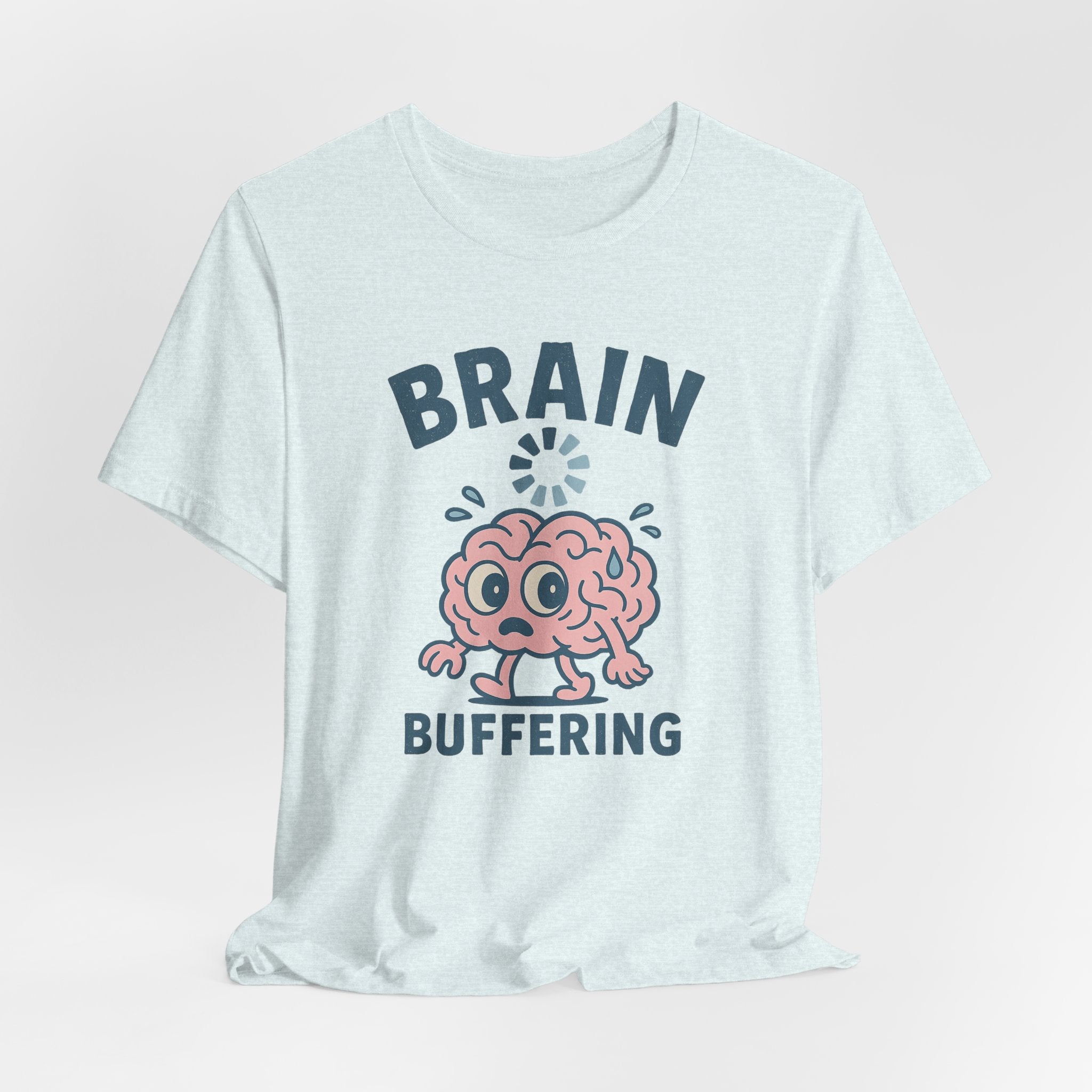 Brain Buffering T‑Shirt — Cute Cartoon Brain Graphic Tee for Neuro Humor