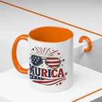 America Flag Accent Coffee Mug - Patriotic 11/15oz Tea Cup
