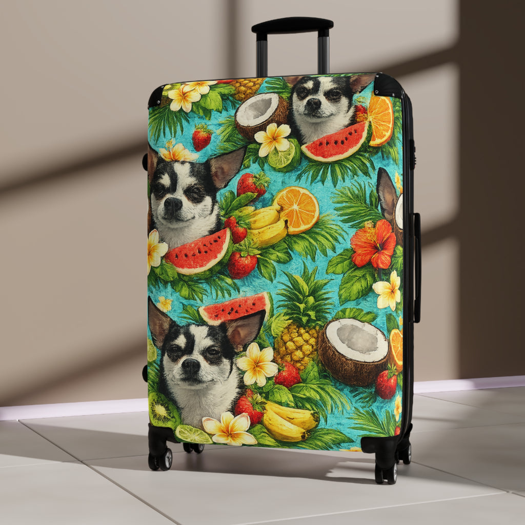 Tropical chihuahua Suitcase – Colorful Fruit & Floral Carry-On Luggage