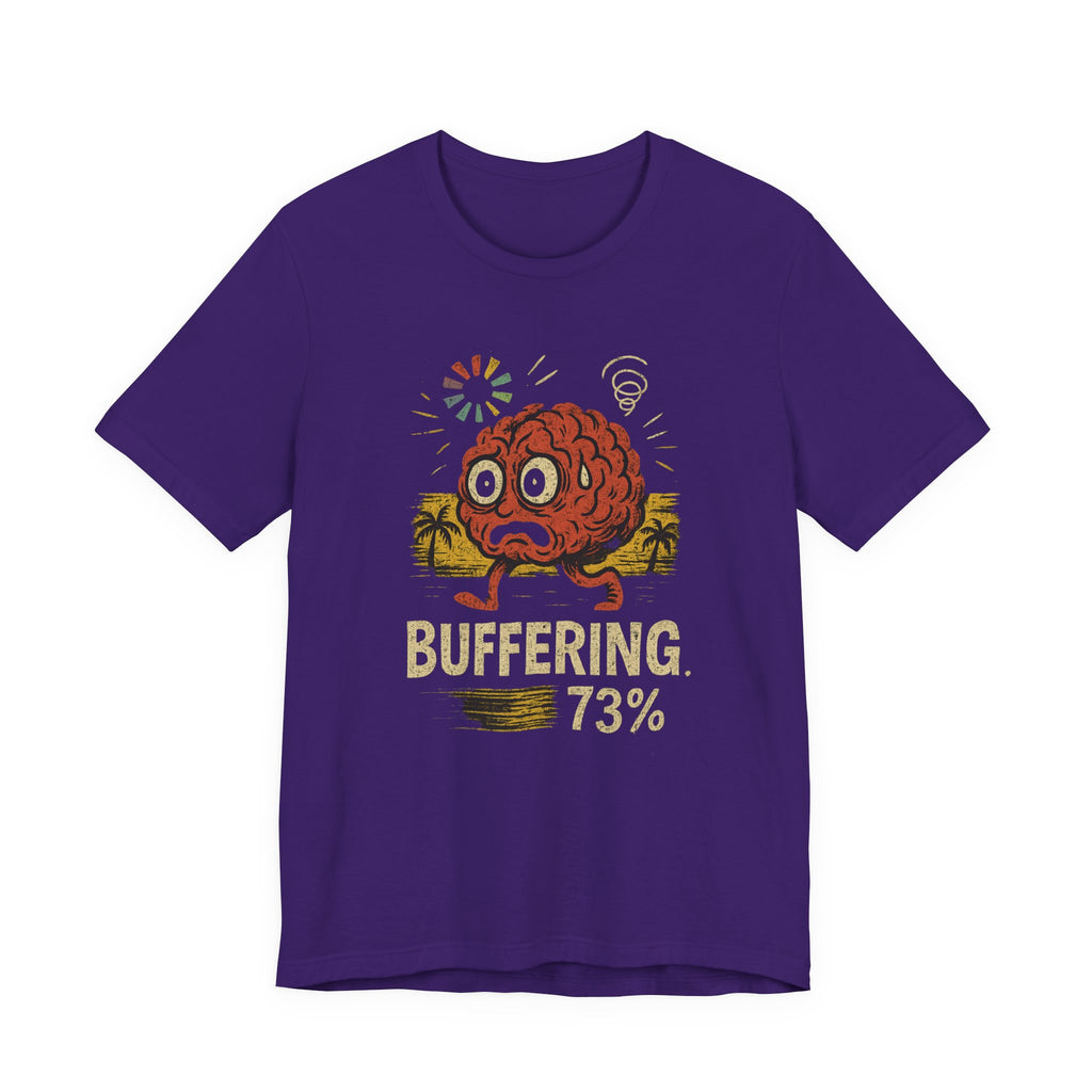 Buffering 73% Brain Cartoon T-Shirt — Funny Geek Humor Tee