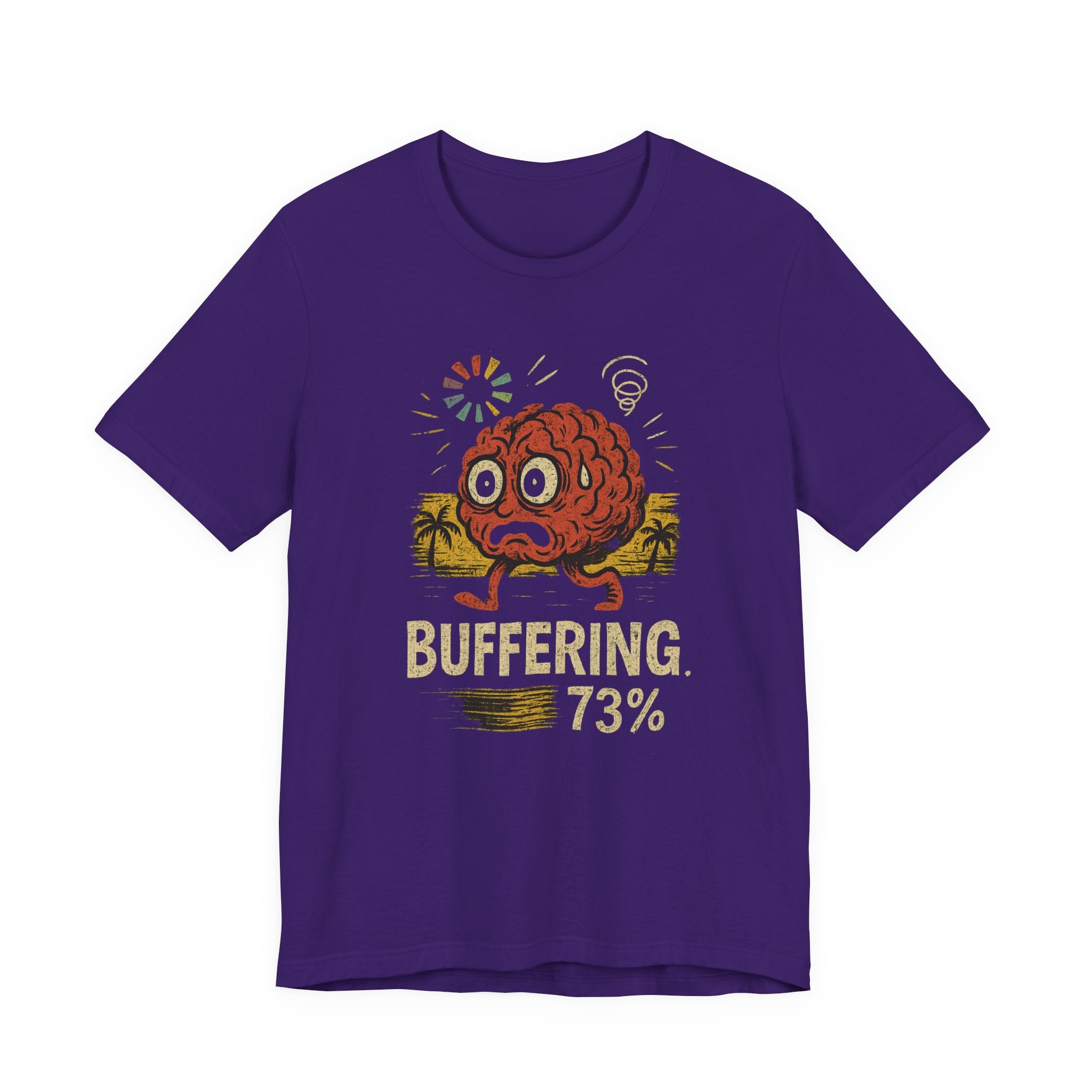 Buffering 73% Brain Cartoon T-Shirt — Funny Geek Humor Tee