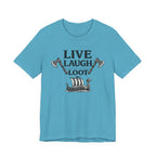 Live Laugh Loot Viking Tee – Funny Norse Drakkar & Axes Shirt