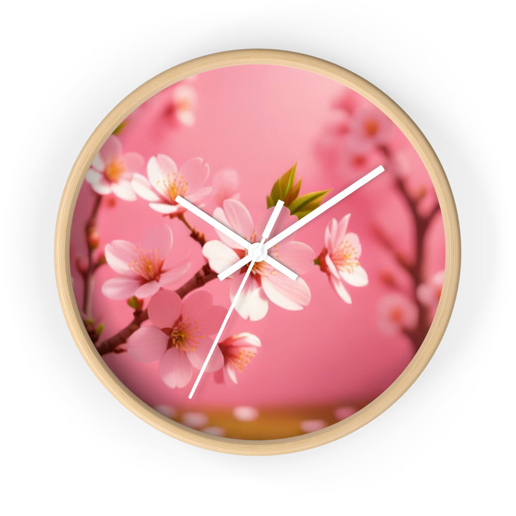 Cherry Blossom Wall Clock — Pink Floral Decorative Clock for Home & Spring Gifts