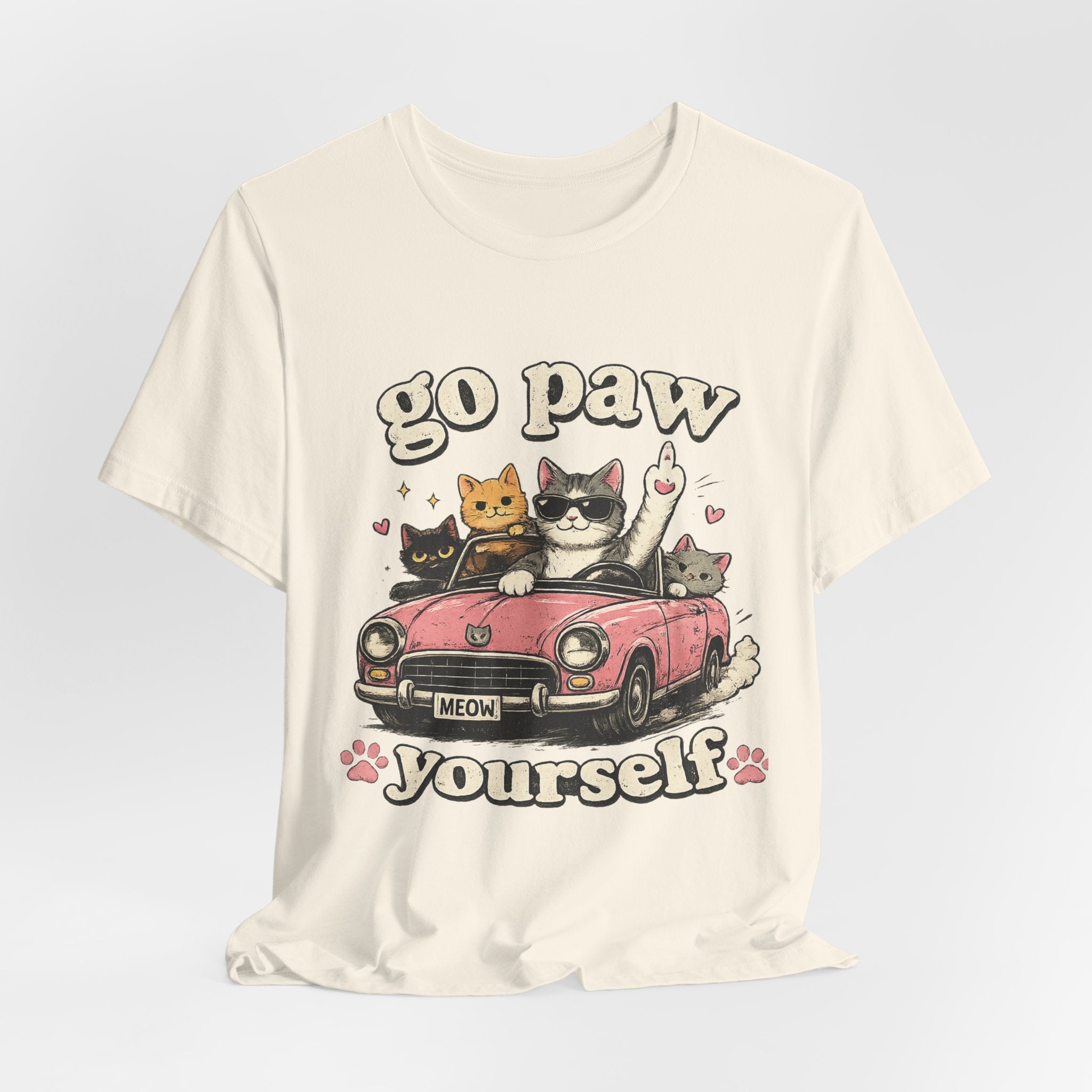 Go Paw Yourself Cat Tee – Cute Retro Cats in Convertible T‑Shirt