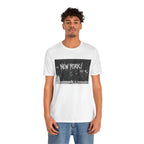 New York City Skyline Tee — Vintage Black & White 'NEW YORK!' Graphic Shirt