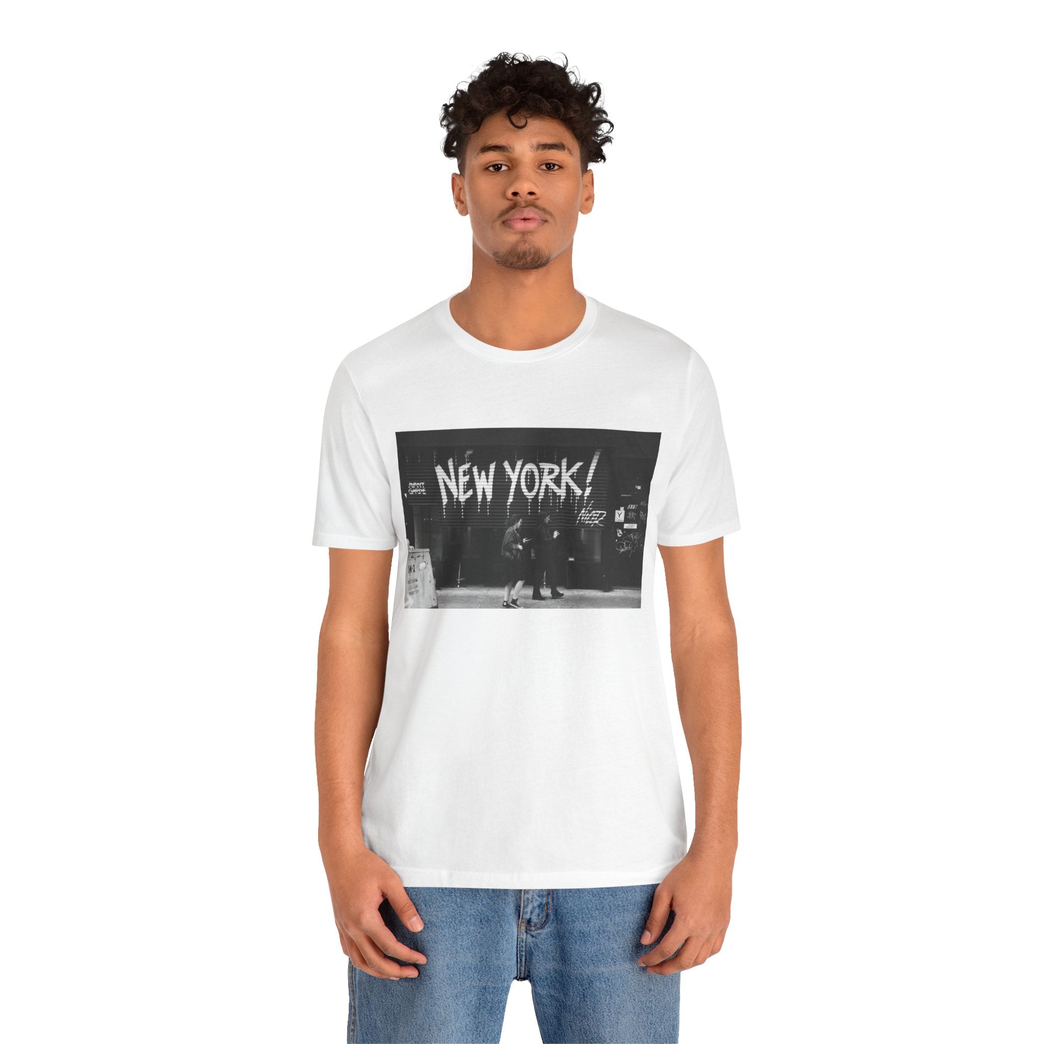 New York City Skyline Tee — Vintage Black & White 'NEW YORK!' Graphic Shirt