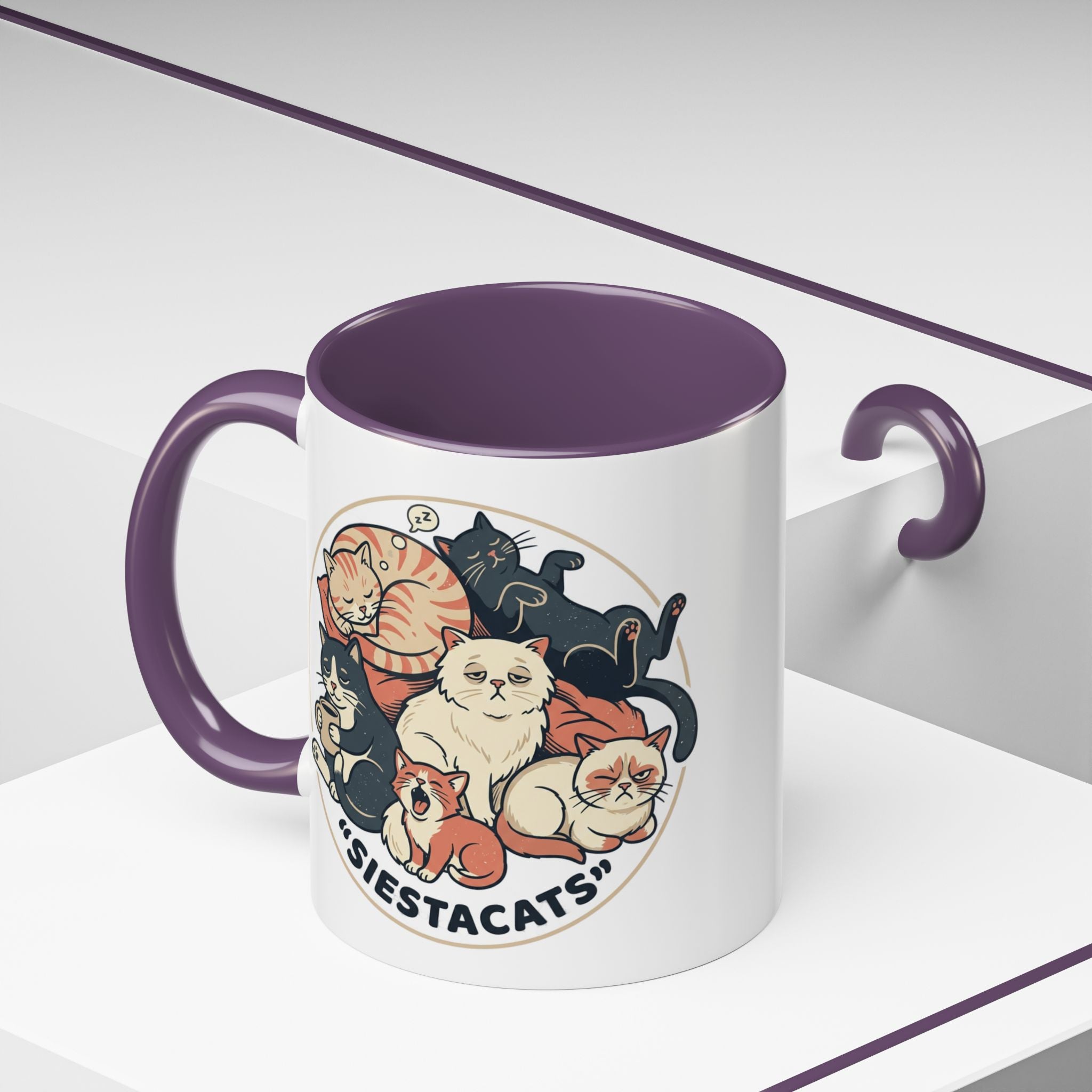 Cat Jester Accent Coffee Mug – Whimsical Vintage Cat Illustration (11/15oz)