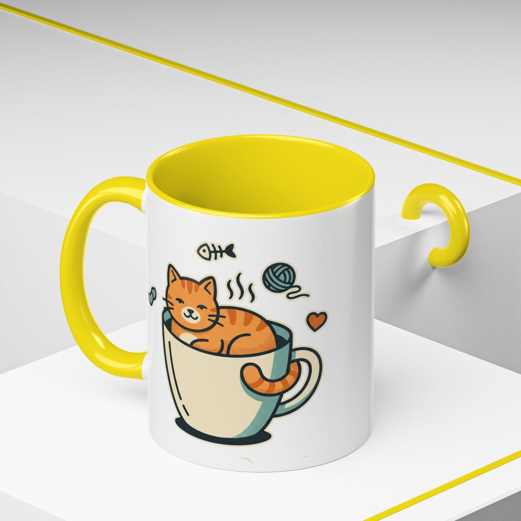 Cat in Cup Coffee Mug — Cute Cat Lover Accent Mug (11/15oz)