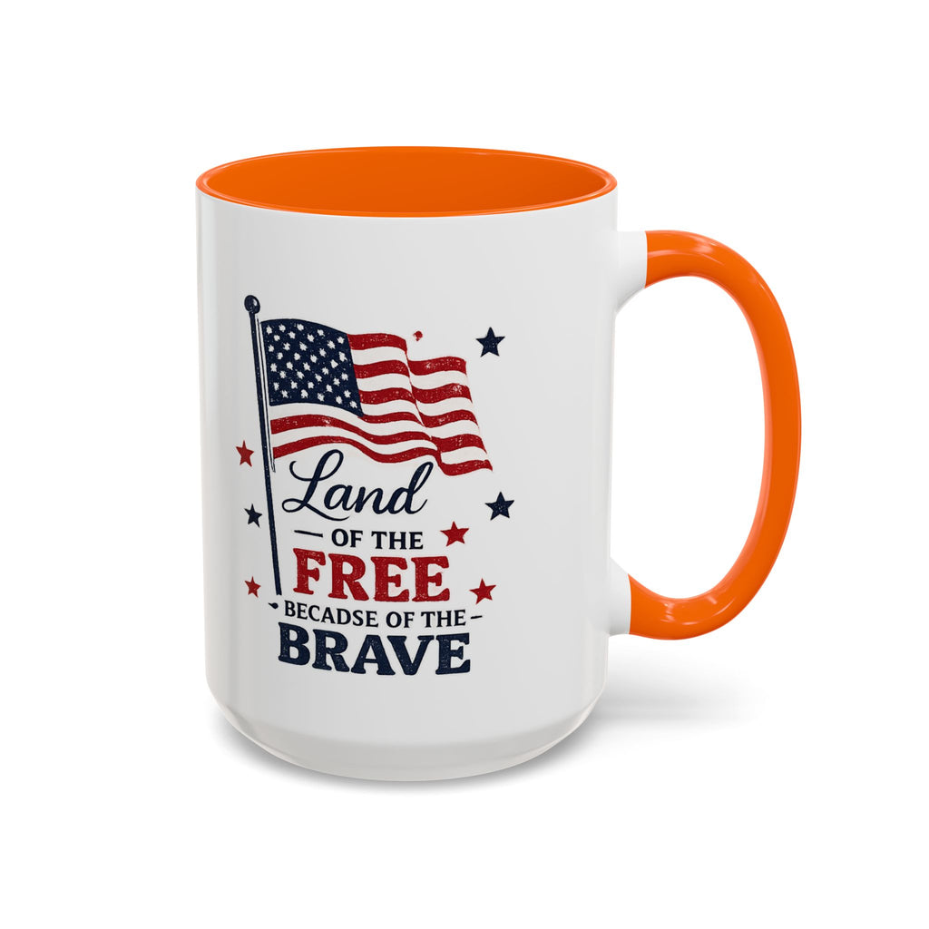 Patriotic Coffee Mug — "Land of the Free Because of the Brave" Accent Mug