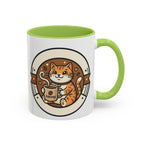 Cat Coffee Mug — Cute Orange Kitty Holding ‘Coffee’ Accent Ceramic Mug (11/15 oz)