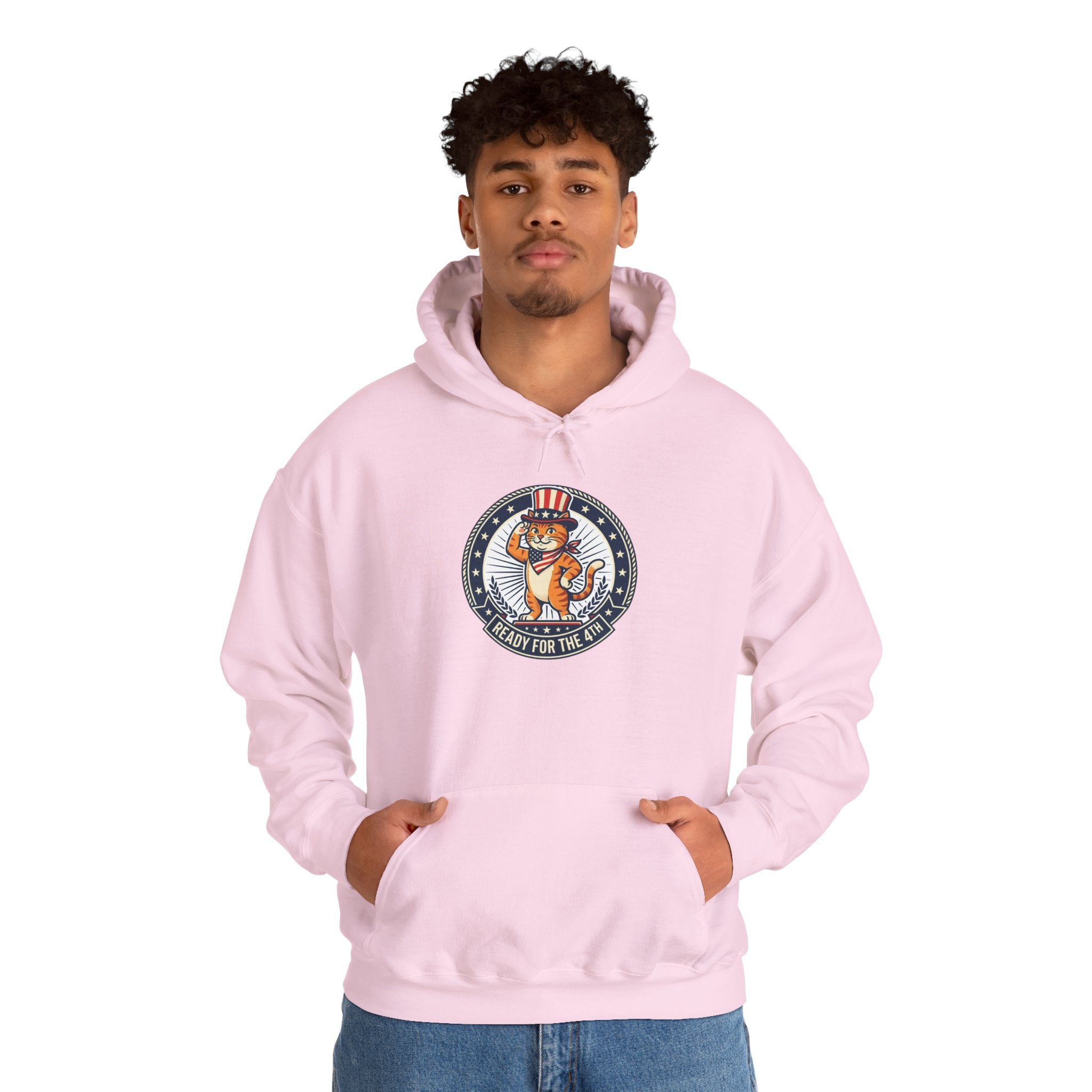 Patriotic Cat Hoodie — "Ready for the Stars" Graphic Pullover