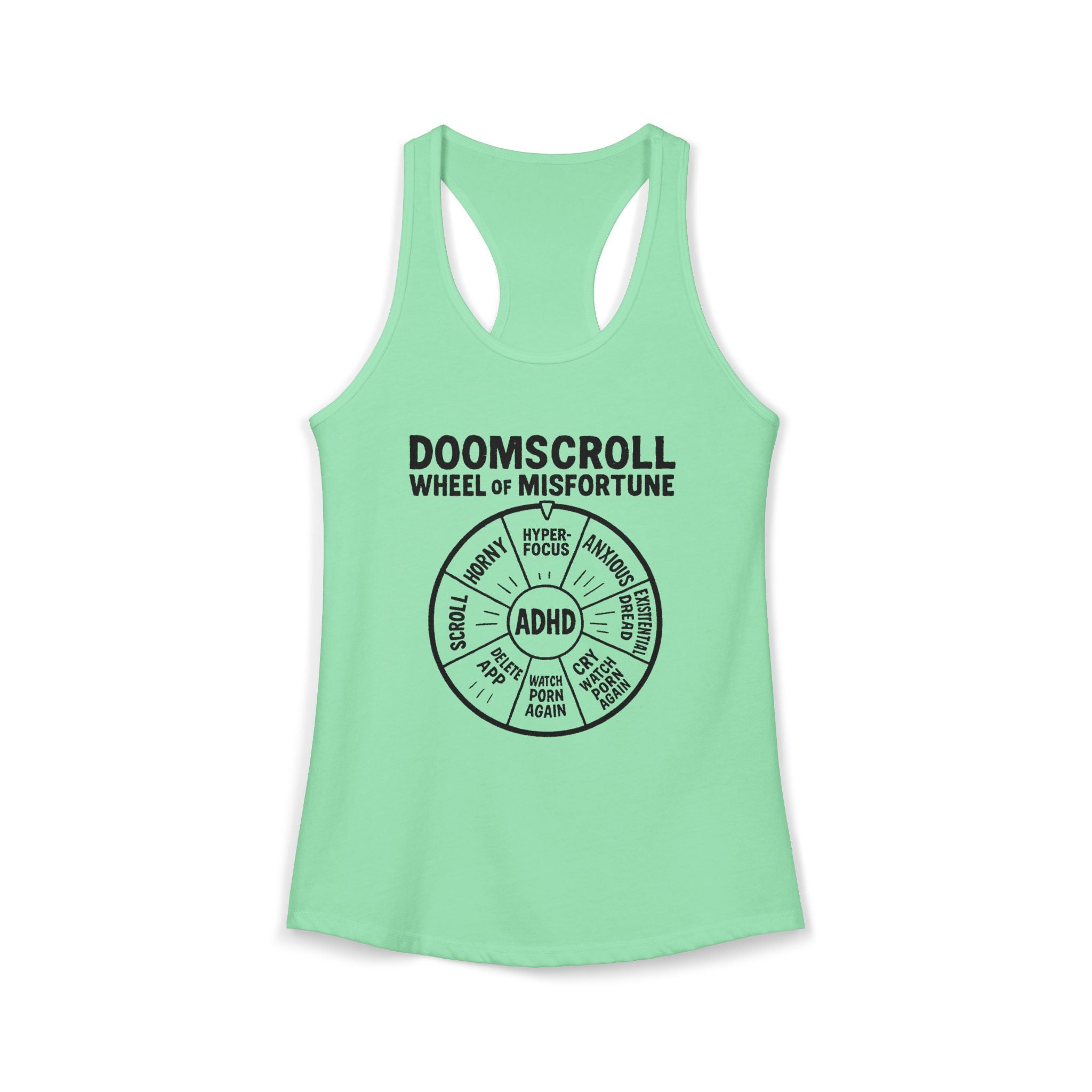 "DOOMSCROLL: Wheel of Misfortune" ADHD tank top