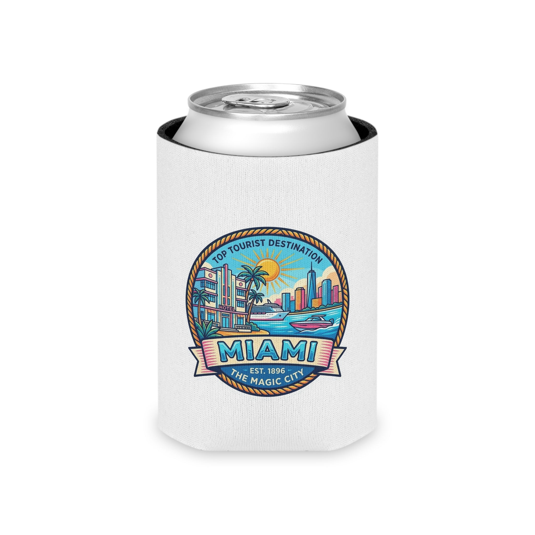 Miami Vintage Beach Can Cooler – "Miami The Magic City" Travel Souvenir
