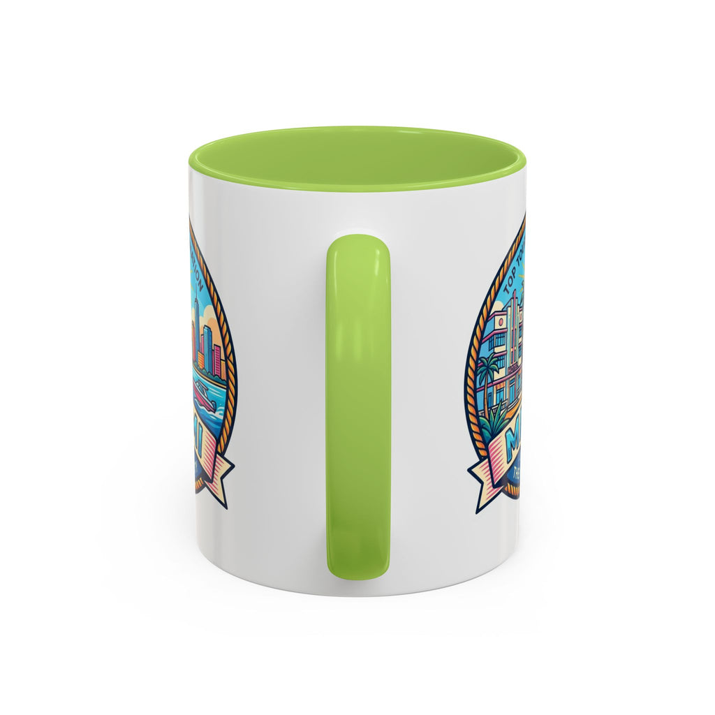Miami Vintage Travel Accent Coffee Mug – 'Miami' Scenic Beach & Skyline Design (11/15oz)