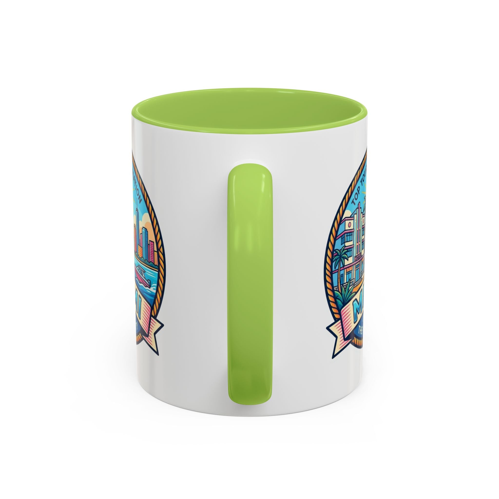 Miami Vintage Travel Accent Coffee Mug – 'Miami' Scenic Beach & Skyline Design (11/15oz)