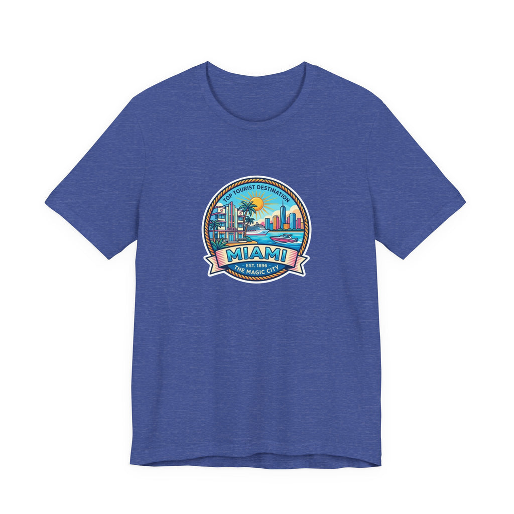 Miami Beach Vintage Logo Tee — Miami Skyline Sunset T‑Shirt
