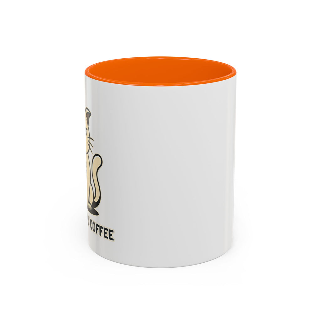 Cat Lover Coffee Mug – Cute Cat Illustration ‘Coffee’ Accent Ceramic Mug (11/15oz)
