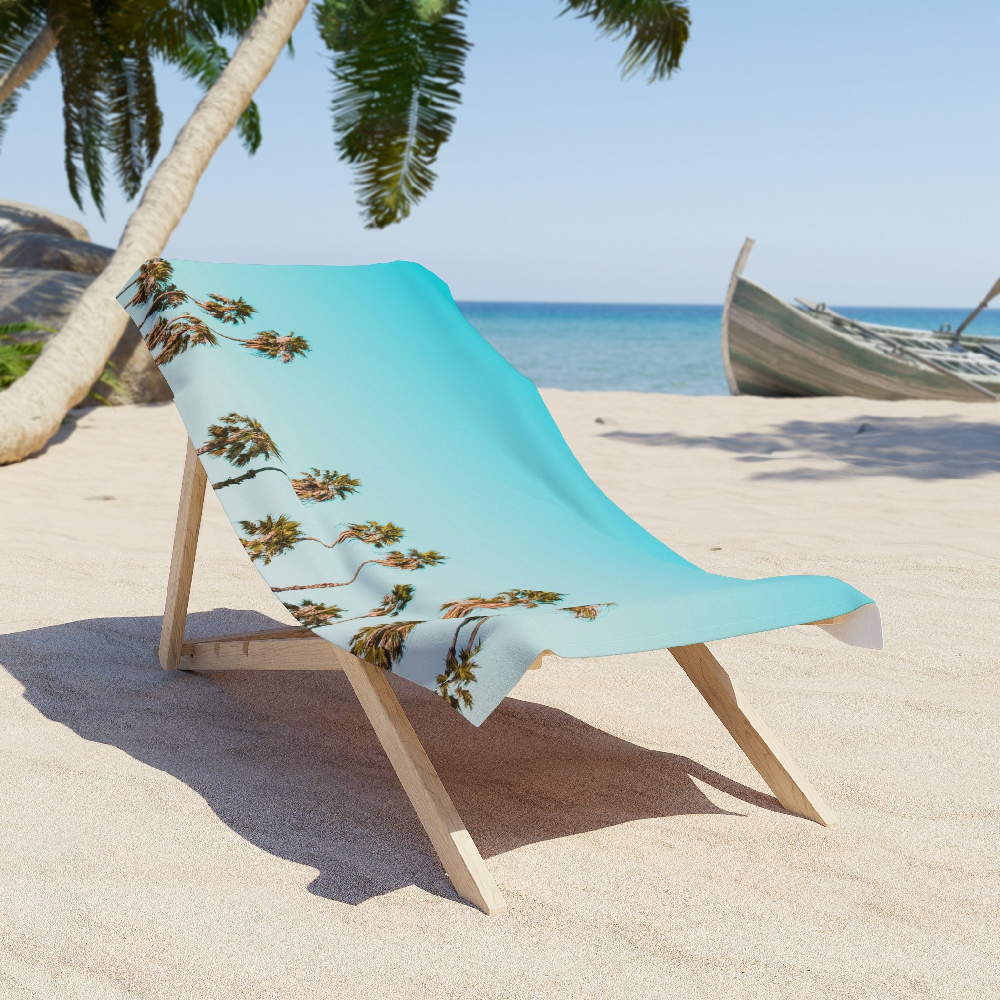 Palm Trees Beach Towel – Turquoise Sky Coastal Pool & Travel Towel