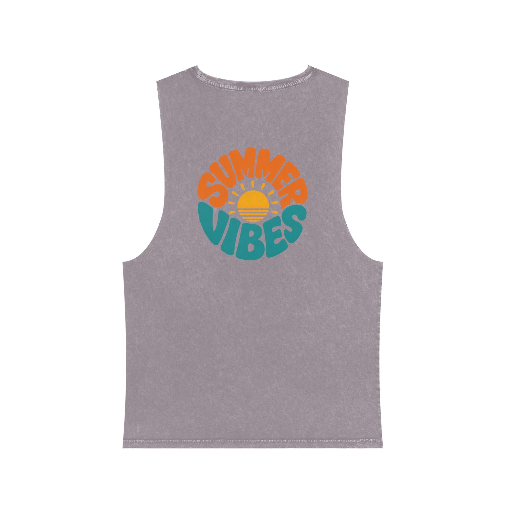 Summer Vibes Stonewash Tank Top — Retro Sunset Graphic Tank