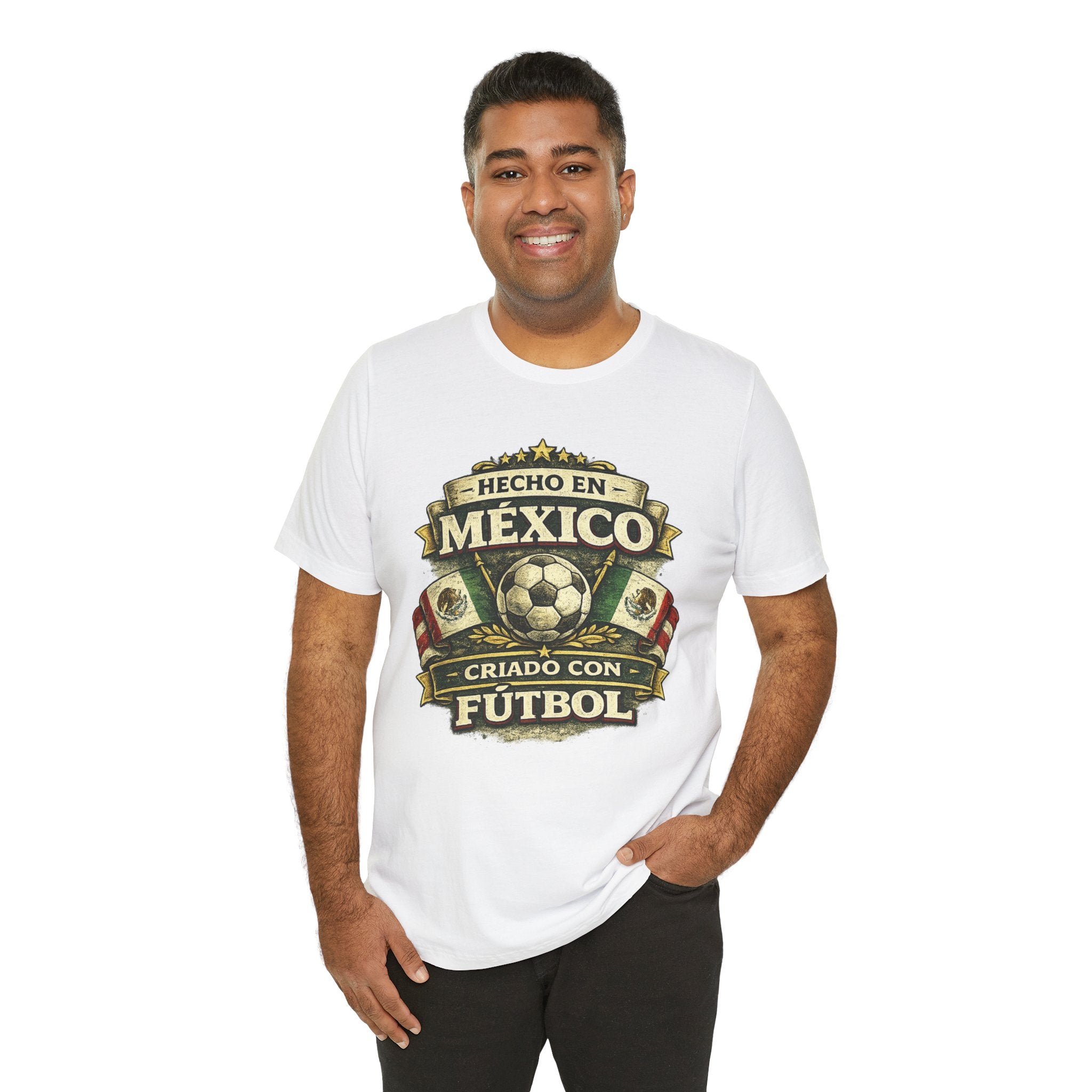Mexico Soccer T‑Shirt — "Hecho en México, Criado con Fútbol" Vintage Football Tee