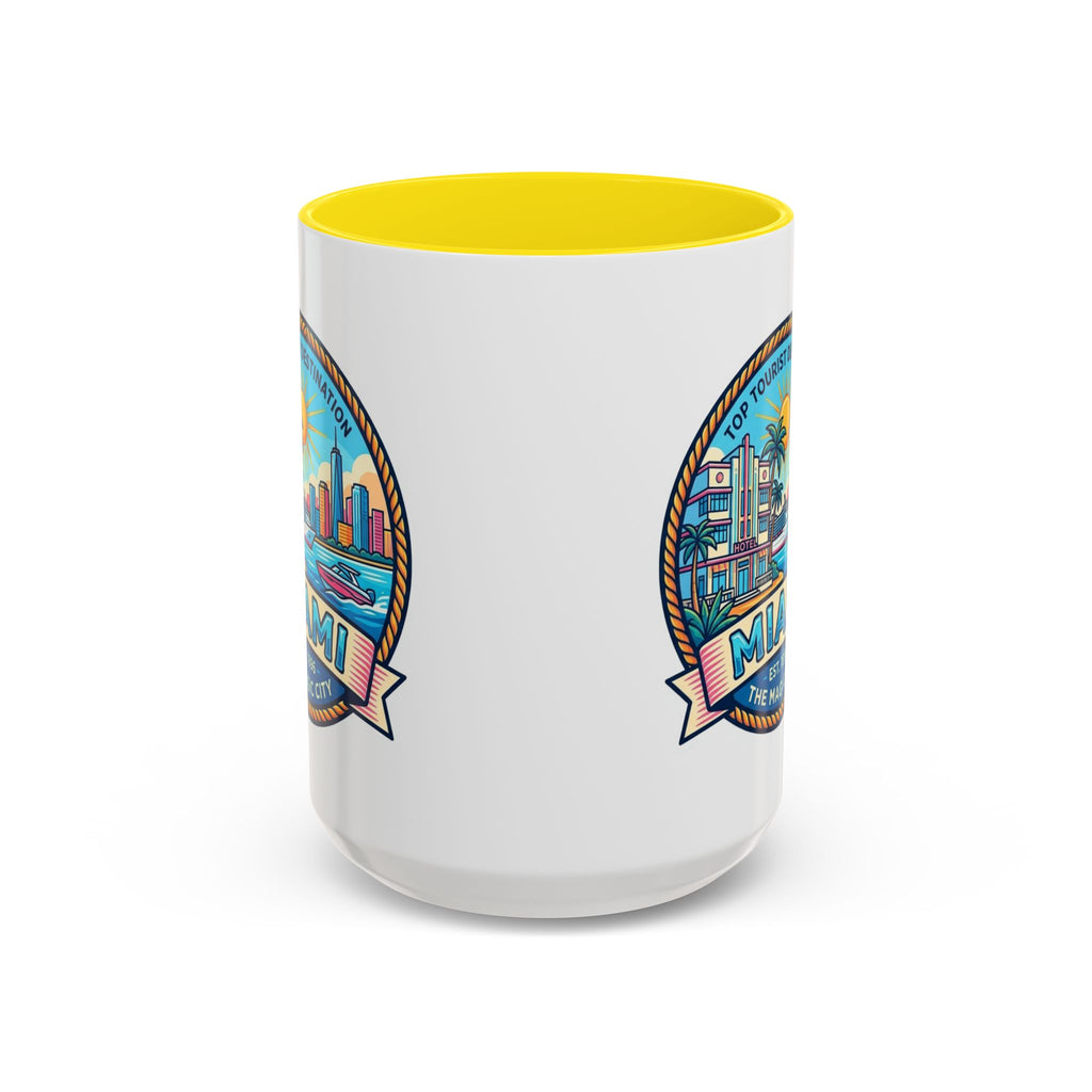 Miami Vintage Travel Accent Coffee Mug – 'Miami' Scenic Beach & Skyline Design (11/15oz)