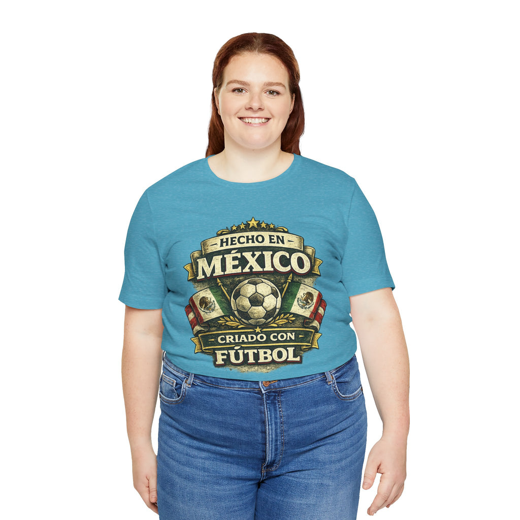 Mexico Soccer T‑Shirt — "Hecho en México, Criado con Fútbol" Vintage Football Tee