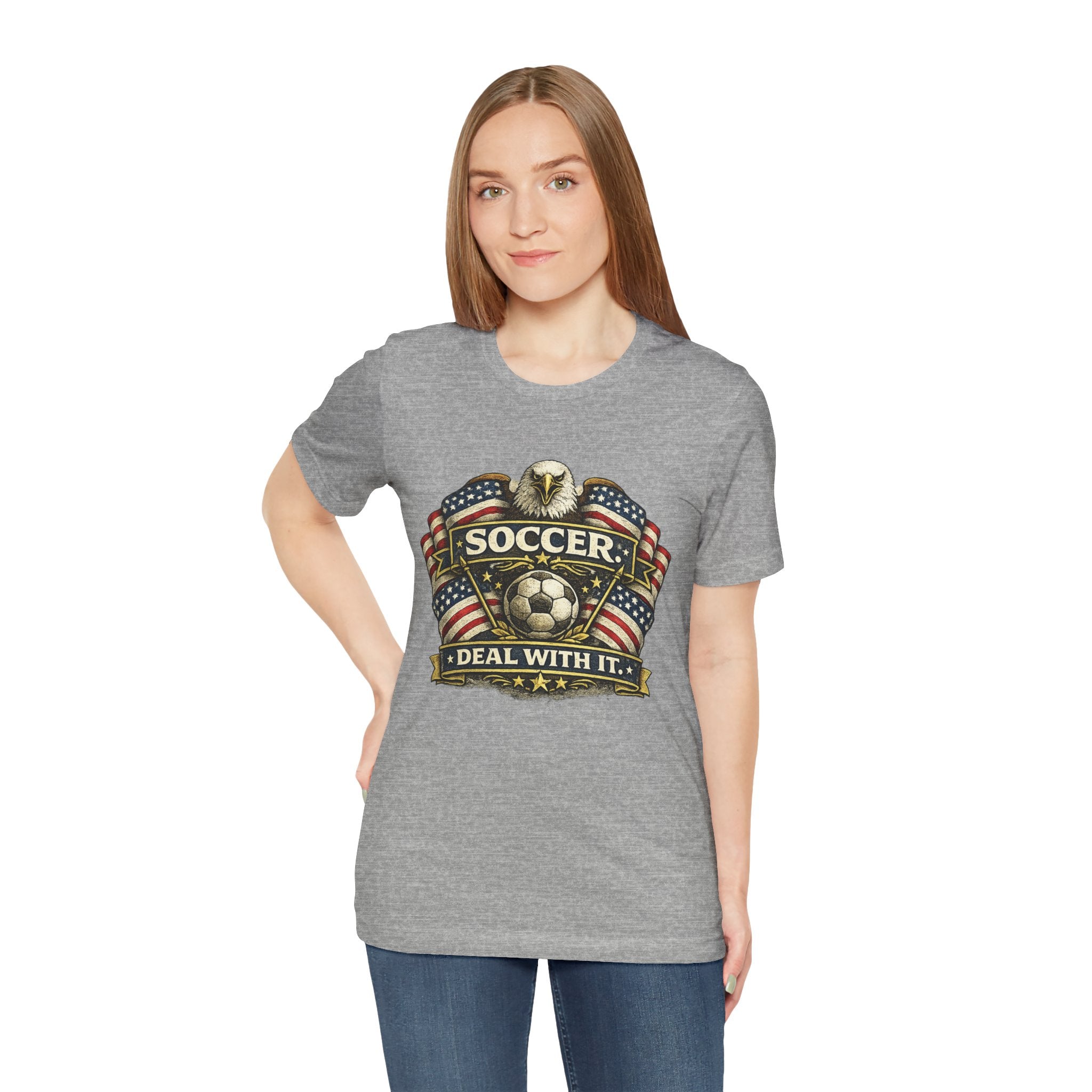 Soccer Deal With It T-Shirt — Patriotic Eagle Soccer Tee for Players & Fans