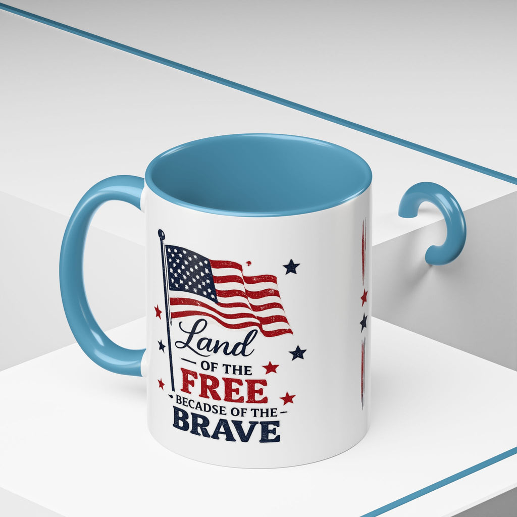 Patriotic Coffee Mug — "Land of the Free Because of the Brave" Accent Mug