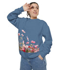 Floral Meadow Sweatshirt — Pink Cosmos Garden Crewneck