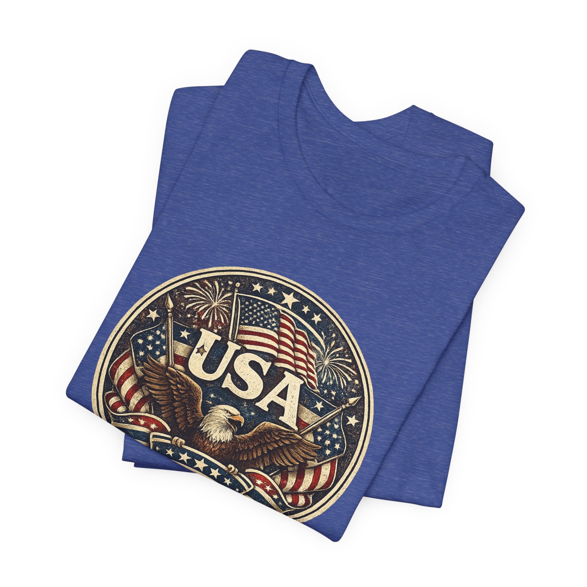 USA Eagle Vintage Patriotic T-Shirt — American Flag Graphic Tee