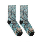 Floral Magnolia Crew Socks — Blue Blossom Patterned Comfort Socks