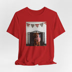 Patriotic Dog T-Shirt - Photo Print with American Flag Bunting