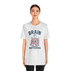 Brain Buffering T‑Shirt — Cute Cartoon Brain Graphic Tee for Neuro Humor