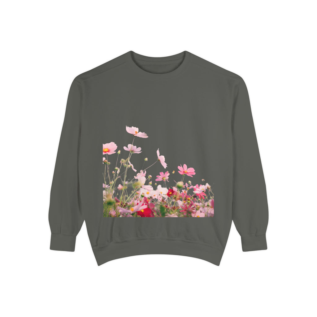 Floral Meadow Sweatshirt — Pink Cosmos Garden Crewneck