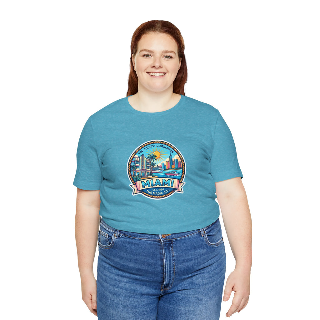 Miami Beach Vintage Logo Tee — Miami Skyline Sunset T‑Shirt