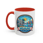 Miami Vintage Travel Accent Coffee Mug – 'Miami' Scenic Beach & Skyline Design (11/15oz)