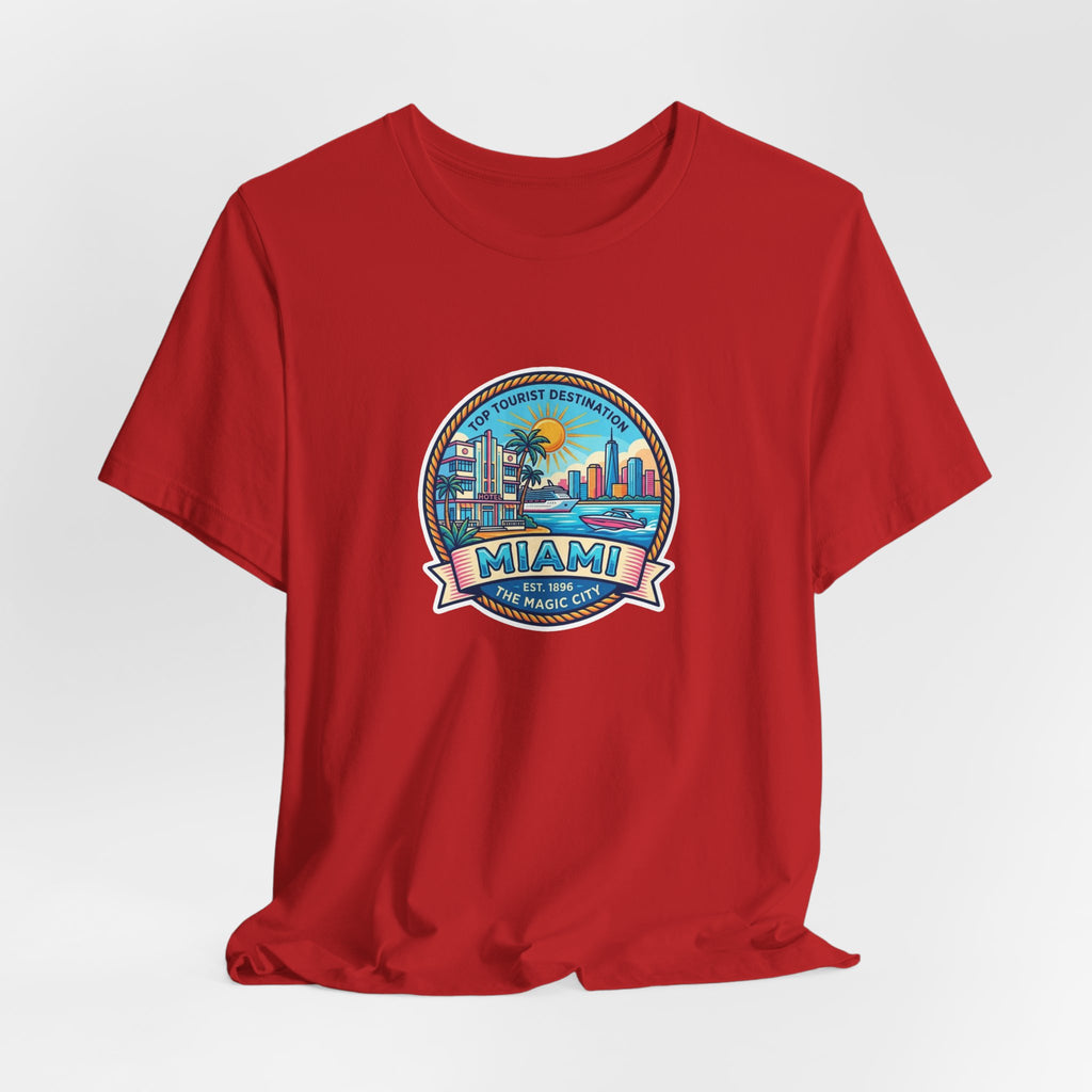 Miami Beach Vintage Logo Tee — Miami Skyline Sunset T‑Shirt