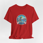 Miami Beach Vintage Logo Tee — Miami Skyline Sunset T‑Shirt