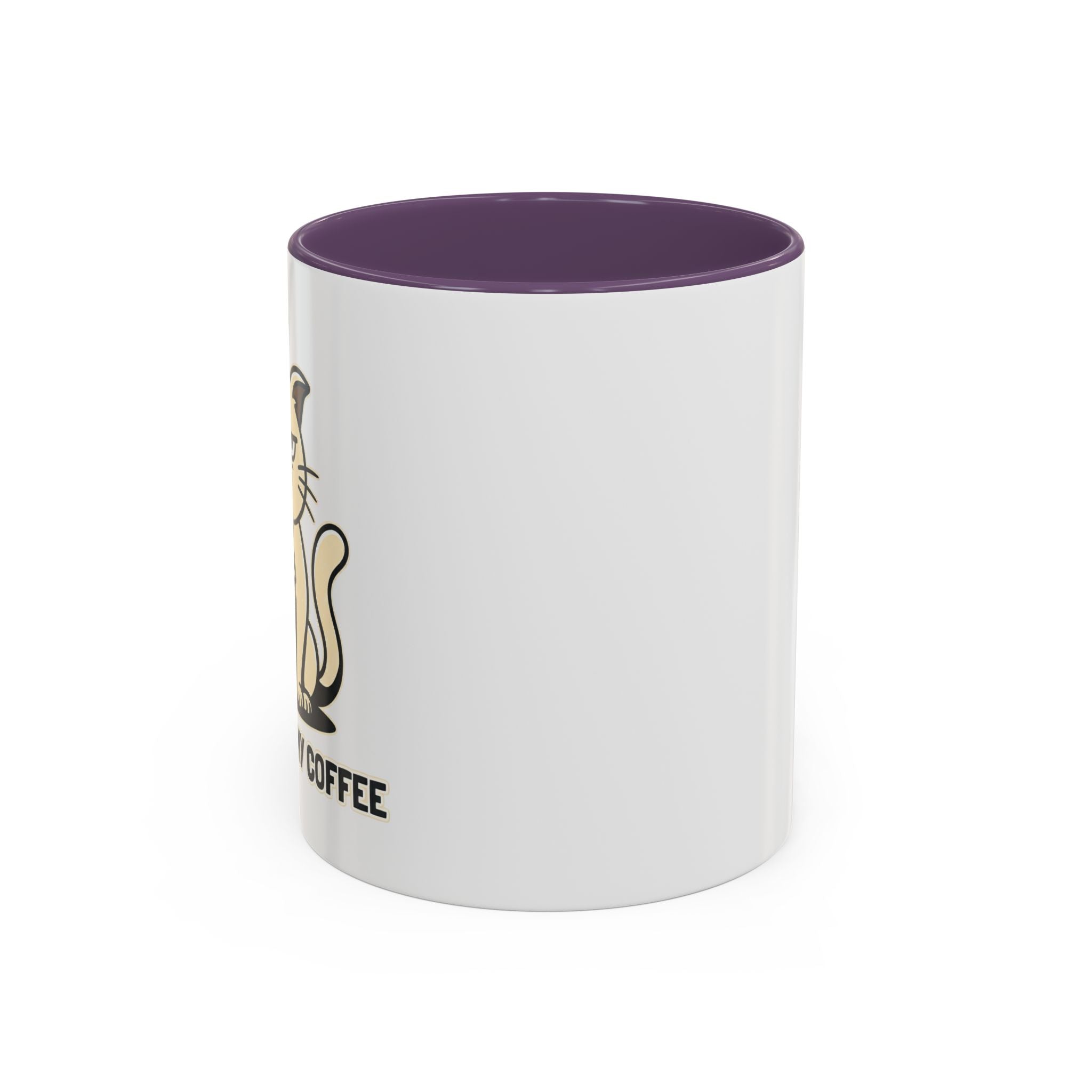 Cat Lover Coffee Mug – Cute Cat Illustration ‘Coffee’ Accent Ceramic Mug (11/15oz)