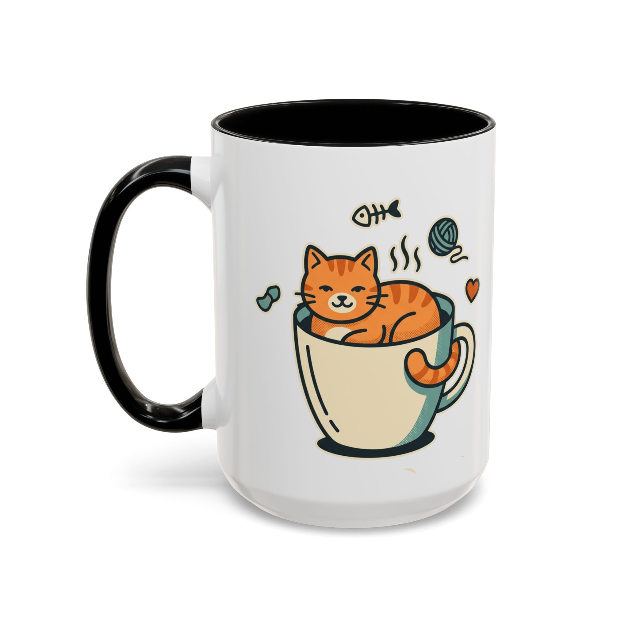 Cat in Cup Coffee Mug — Cute Cat Lover Accent Mug (11/15oz)