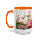 Floral Cosmos Accent Coffee Mug — Pink Wildflower Tea & Coffee Cup (11/15oz)