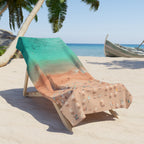 Aerial Beach Scene Beach Towel — Turquoise Waves & Sandy Shore Print