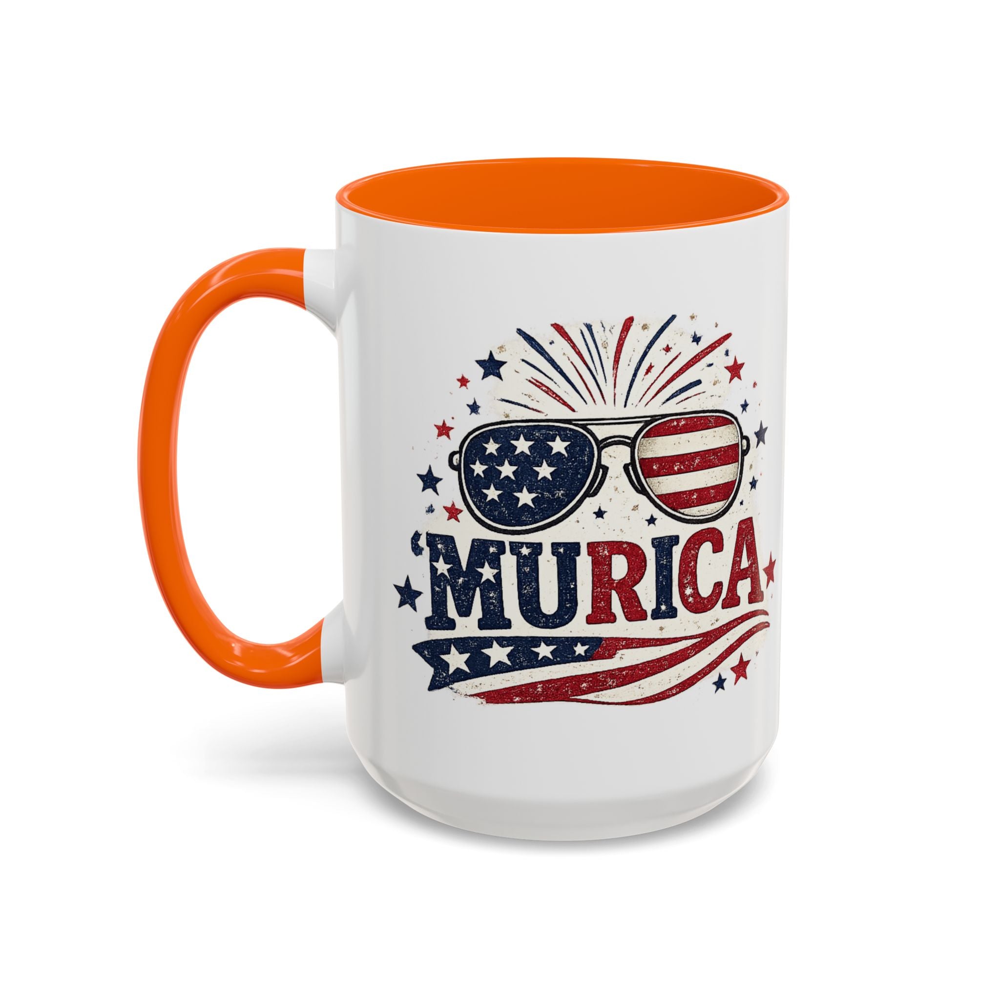 America Flag Accent Coffee Mug - Patriotic 11/15oz Tea Cup