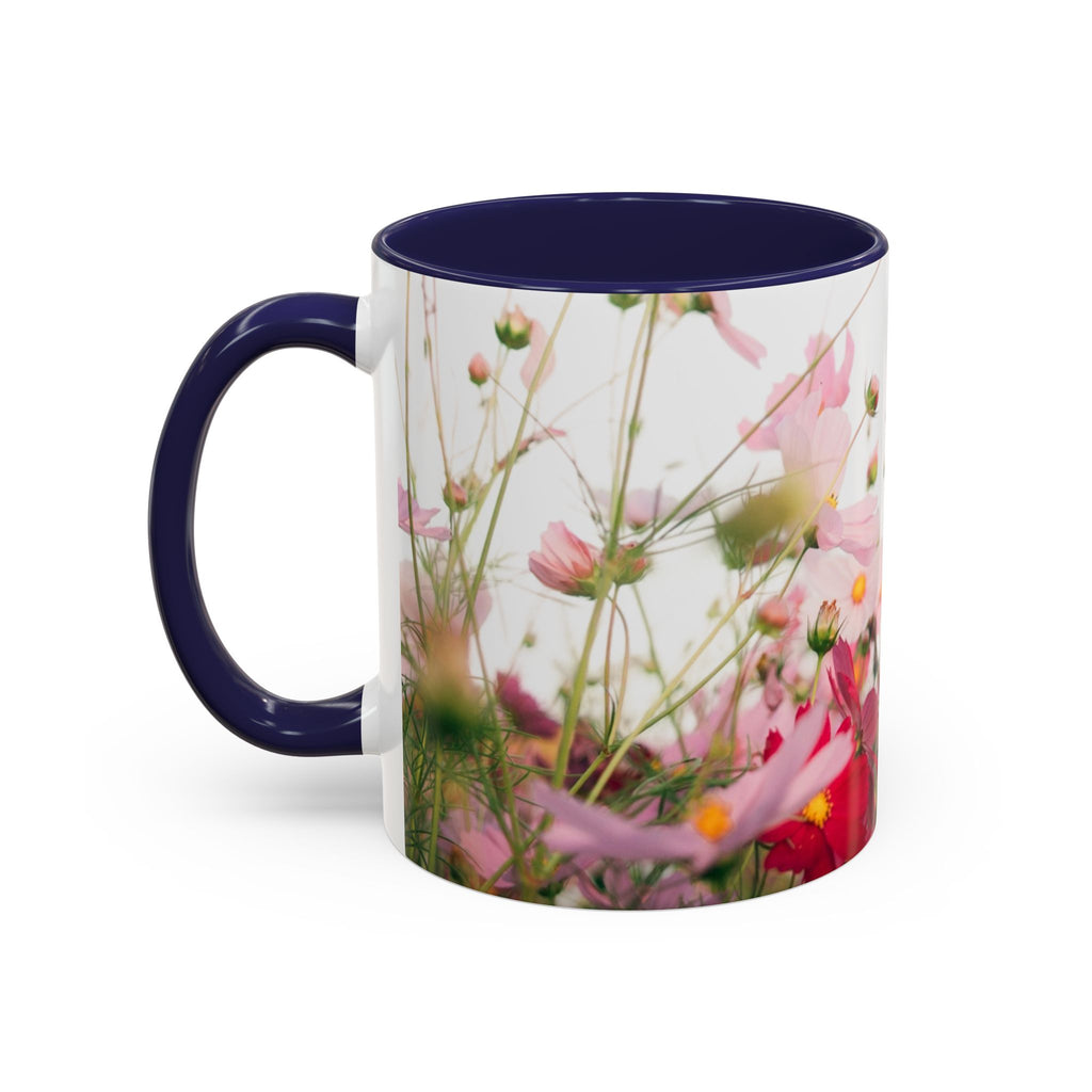 Floral Cosmos Accent Coffee Mug — Pink Wildflower Tea & Coffee Cup (11/15oz)